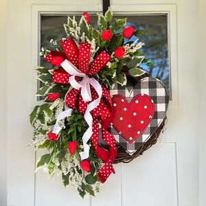 Red and White Polka Dot Heart Wreath
